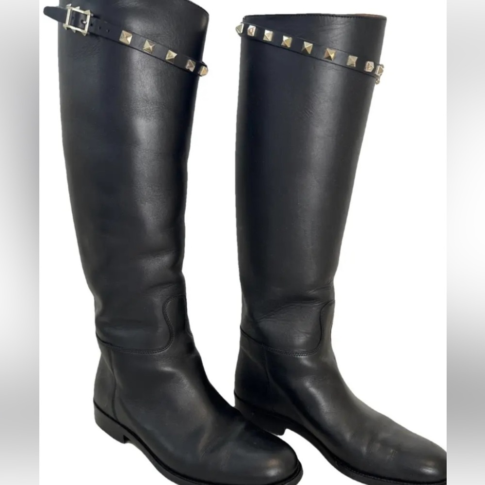 Valentino Garavani Black Leather Riding Boots
